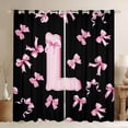 thumbnail image 1 of Feelyou Kawaii Monogrammed L Blackout Curtains Set of 2 (52x84 Each) for Teen, Black Pink Bow-tie Window Curtains, Cartoon Princess Bow Curtains and Drapes, Black Out Curtains Decor, 1 of 6