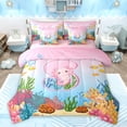 thumbnail image 1 of Feelyou Kawaii Ocean Axolotl Bedding Comforter Set 7 Pieces for Teens, Initial S Letter Full Bedding Set, Dreamy Marine Animal Reversible Fitted Sheet Flat Sheet, Breathable Home Decor, 1 of 7