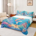 thumbnail image 1 of Feelyou Kawaii Ocean Mermaid Queen Sheet Sets for Kids Boys Girls, Starfish Coral Wildlife Bed Set, Blue, 4 Pieces, 1 of 5