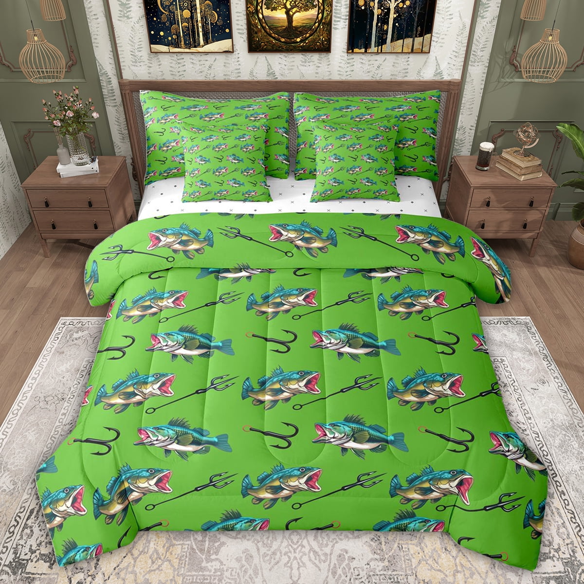 Feelyou Kawaii Pike Fish Bedding Comforter Set 7 Pieces for Teens ...