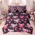 thumbnail image 1 of Feelyou Kawaii Pink Bat Twin Bedding Sets 7-Piece for Kids, Magic Romantic Animal Bedding Comforter Set, Cartoon Stars Print Reversible Sheet Sets, Microfiber Bedroom Decor, 1 of 9