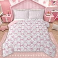thumbnail image 1 of Feelyou Kawaii Pink Bowknot Full Size Comforter Sets, Cartoon Love Heart Bedding Comforter Set, Square Buffalo Plaid Reversible Bedding Sets, Super Cozy Room Decor, 3-Piece, 1 of 8
