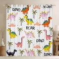 thumbnail image 1 of Feelyou Kawaii Pink Dinosaur Curtains Pack of 2 (42x84 Each) for Teen, Tropic Coconut Palm Curtains Blackout, Cute Cartoon Animal Bedroom Curtains, Blackout Curtains Room Decor, 1 of 6