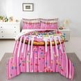 thumbnail image 1 of Feelyou Kawaii Pink Donut Queen Comforter Set, Dessert Cake Bedding Comforter Set, 3pcs, 1 of 8