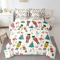 Feelyou Kawaii Pink Nutcracker Twin Bedding Sets 7-Piece, Christmas Princess Xmas Bedding Comforter Set, Teen Kid Child Reversible Sheet Sets, Microfiber Bedroom Decor