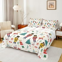 Feelyou Kawaii Pink Nutcracker Twin Sheet Sets, Christmas Princess Xmas Twin Fitted Sheet, Teen Kid Child Flat Sheet, Microfiber Bedroom Decor, 3-Piece