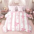 thumbnail image 1 of Feelyou Kawaii Pink Ribbon Twin Bedding Sets 7-Piece for Kids, Princess Bow-tie Cherry Bedding Comforter Set, Cartoon Love Heart Reversible Sheet Sets, Ultra Soft Bedroom Decor, 1 of 8