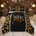 thumbnail image 1 of Feelyou Kawaii Princess Crown Queen Comforter Set, Fashion Leopard Print Bedding Sets, Glitter Diamond Reversible Bedding Comforter Set, Breathable Home Decor, 3pcs, 1 of 8