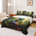 thumbnail image 1 of Feelyou Kawaii Rainbow Dragon Animal Full Size Sheets for Kids Boys Girls, Nature Floral Bed Sheets, Teal Orange, 4 Pieces, 1 of 5