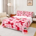 thumbnail image 1 of Feelyou Kawaii Red Bowknot Queen Sheet Sets for Teens, Cartoon Fruit Cherry Flat Sheet, Pink Check Buffalo Queen Fitted Sheet, Luxury Bedroom Decor, 4 Pieces, 1 of 7