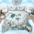 thumbnail image 1 of Feelyou Kawaii Sea Turtle Bedding Comforter Set, Dreamy Marine Animal Twin Comforter Sets, Seashell Starfish Coral Reversible Bedding Set, Lightweight Room Decor, 2pcs, 1 of 9