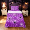thumbnail image 1 of Feelyou Kawaii Spider Web Twin Sheets, Cartoon Animal Bedding, Violet, 3pcs, 1 Flat Sheet, 1 Fitted Sheet and 1 Pillowcase, 1 of 5