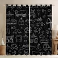 thumbnail image 1 of Feelyou Kawaii Streamship Aircraft Blackout Curtains Set of 2 (52x84 Each), Cute Truck Car Window Curtains, Black Cartoon Vehicle Curtains and Drapes, Curtains and Drapes Decor, 1 of 6
