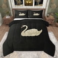 thumbnail image 1 of Feelyou Kawaii Swan Print Queen Comforter Set for Kids, Black White Bedding Sets, Cartoon Animal Theme Reversible Bedding Comforter Set, Ultra Soft Bedroom Decor, 3 Pieces, 1 of 8