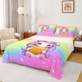 thumbnail image 1 of Feelyou Kawaii Unicorn Animal Twin Sheet Sets for Kid, Stars Rainbow Glitter Twin Fitted Sheet, Cute Cartoon Theme Flat Sheet, Microfiber Bedroom Decor, 3pcs, 1 of 7