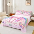 thumbnail image 1 of Feelyou Kawaii Unicorn Full Size Sheets for Girls, Cartoon Star Rainbow Bed Sheets, Princess Pink Sheet Sets, Cute Cupcake Bedroom Decor, 1 of 7