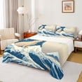 thumbnail image 1 of Feelyou Kawaii Wildlife Bear Twin Sheet Sets, Japaese Ocean Waves Twin Fitted Sheet, Teens Kids Boys Girls Flat Sheet, Microfiber Bedroom Decor, 3pcs, 1 of 8