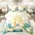 thumbnail image 1 of Feelyou Kawaii Yellow Castle Bedding Comforter Set 7pcs for Girl, Dreamy Fairy Tale Queen Bedding Sets, Spring Garden Floral Reversible Queen Sheet Sets, Super Cozy Room Decor, 1 of 7