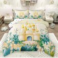 thumbnail image 1 of Feelyou Kawaii Yellow Castle Queen Comforter Set for Girl, Dreamy Fairy Tale Bedding Sets, Spring Garden Floral Reversible Bedding Comforter Set, Super Cozy Room Decor, 3-Piece, 1 of 8