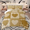 thumbnail image 1 of Feelyou Khaki Love Heart Bedding Comforter Set for Teens, Cartoon Buffalo Plaid Twin Comforter Sets, Romantic Valentine's Day Reversible Bedding Set, Ultra Soft Bedroom Decor, 2-Piece, 1 of 8