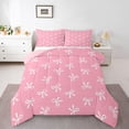 thumbnail image 1 of Feelyou Kid Bowknot Full Size Comforter Sets, Cartoon Pink Butterly Bedding Sets, 3pcs, 1 of 8