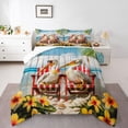 thumbnail image 1 of Feelyou Kid Cartoon Pelicans Twin Comforter Sets, Happy Summer Beach Bedding Set, 2pcs, 1 of 8