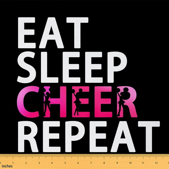 Feelyou Kid Eat Sleep Fabric by the Yard 2 Yards, Football Rugby Player Room Decor Fabric by the Yard, Basketball Sports Fabric for Sewing, Ultra Soft Home Decor