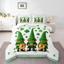 Feelyou Kid Green Gnome Twin Comforter Sets, Seasonal Spring Holiday Bedding Set, 2pcs