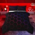 thumbnail image 1 of Feelyou Kid Honeycomb Stripe Queen Comforter Set, Red Blue Abstract Bedding Set, 3pcs, 1 of 8