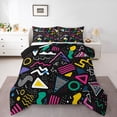 thumbnail image 1 of Feelyou Kid Memphis Queen Comforter Set, Cycle Square Abstract Bedding Comforter Set, 3pcs, 1 of 8