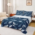 thumbnail image 1 of Feelyou Kid Navy Shark Full Size Sheets, Ocean Animal Wildlife Bed Sheets, 4pcs, 1 of 7