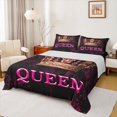 thumbnail image 1 of Feelyou Kid Princess Crown Queen Sheet Sets, Fashion Black Pink Bed Set, 4 Pieces, 1 of 7