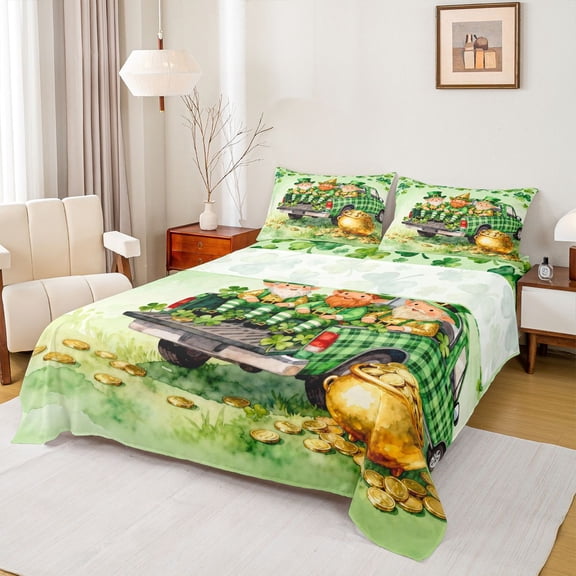 Feelyou Kid Rustic Gnome Twin Sheet Sets, Seasonal Spring Holiday Bedding, 3-Piece