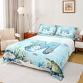 thumbnail image 1 of Feelyou Kids Cartoon Axolotl Queen Sheet Sets, Cartoon Letter M Bed Set, 4-Piece, 1 of 7