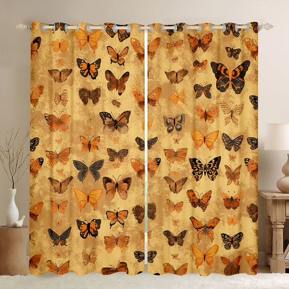 Feelyou Kids Cartoon Butterfly Black Out Curtains, Dreamy Animal Curtains Pack of 2 (42x63 Each), Vintage Fashion Style Bedroom Curtains, Curtains and Drapes Decor