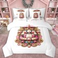 thumbnail image 1 of Feelyou Kids Christmas Nutcracker Bedding Comforter Set 7 Pieces, Kawaii Pink Cartoon Full Bedding Set, Merry Christmas Reversible Fitted Sheet Flat Sheet, Luxury Bedroom Decor, 1 of 7