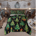 thumbnail image 1 of Feelyou Kids Christmas Queen Comforter Set, Cartoon Dots Xmas Tree Bedding Sets, Gold Snowflake Print Reversible Bedding Comforter Set, Super Cozy Room Decor, 3 Pieces, 1 of 8