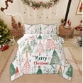 thumbnail image 1 of Feelyou Kids Christmas Queen Comforter Set, Cartoon Xmas Tree Bedding Sets, Winter Jungle Plant Print Reversible Bedding Comforter Set, Lightweight Room Decor, 3pcs, 1 of 8
