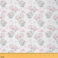 thumbnail image 1 of Feelyou Kids Elephant Animal Fabric by the Yard 3 Yards, Girly Pink Balloon Bowknot Room Decor Fabric by the Yard, Princess Cartoon Theme Fabric for Sewing, Ultra Soft Home Decor, 1 of 6
