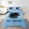 thumbnail image 1 of Feelyou Kids Ice Hockey Bedding Comforter Set, Est Sleep Sports Twin Comforter Sets, Blue Stripes Lines Reversible Bedding Set, Breathable Home Decor, 2 Pieces, 1 of 8