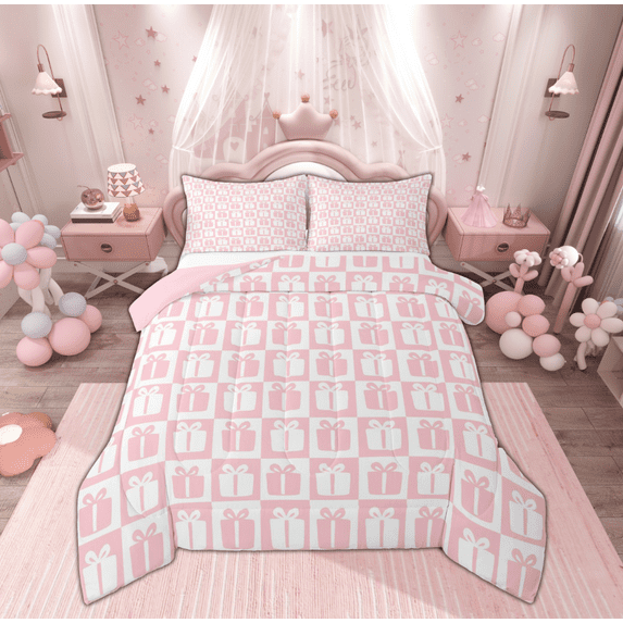 Feelyou Kids Kawaii Xmas Gifts Full Size Comforter Sets, Black Red Plaid Checkered Bedding Comforter Set, Merry Christmas Reversible Bedding Sets, Luxury Bedroom Decor, 3pcs