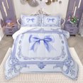 thumbnail image 1 of Feelyou Kids Princess Bowknot Queen Comforter Set, Bohemian Damask Floral Bedding Sets, Western Fashion Ribbon Reversible Bedding Comforter Set, Super Cozy Room Decor, 3-Piece, 1 of 8