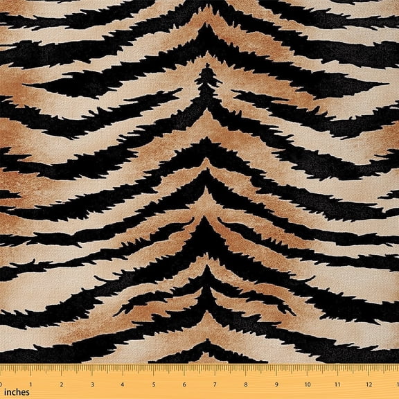 Feelyou Kids Tiger Print Fabric by the Yard 1 Yard, Jungle Animal Room Decor Fabric by the Yard, Modern Geometric Stripes Fabric for Sewing, Breathable Home Decor