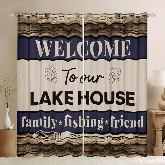 Feelyou Lake House Teens Black Out Curtains, Jungle Adventure Curtains Pack of 2 (42x63 Each), Rustic Hunting and Fishing Bedroom Curtains, Black Out Curtains Decor