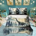 thumbnail image 1 of Feelyou Lake Long Neck Dino Bedding Comforter Set for Men Women Kids, Vintage Forest Animal King Bedding Sets, Green Gray, Black Reversible, 7 Pieces, 1 of 7
