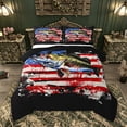 thumbnail image 1 of Feelyou Largemouth Bass Fish Full Size Comforter Sets for Men, Splash Star Stripe US Flag Bedding Sets, Red Blue, Black Reversible, 3 Pieces, 1 of 6