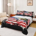 thumbnail image 1 of Feelyou Largemouth Bass Fish Full Size Sheets for Men, Splash Star Stripe US Flag Bed Sheets, Red Blue, 4 Pieces, 1 of 5