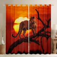 thumbnail image 1 of Feelyou Leopard Blackout Curtains Set of 2 (52x84 Each), Orange Sunset Window Curtains, 1 of 6