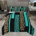 thumbnail image 1 of Feelyou Leopard Cheetah Print Bedding Comforter Set, Modern Fashion Cyan Twin Comforter Sets, Teens Adult Women Men Reversible Bedding Set, Super Cozy Room Decor, 2pcs, 1 of 8