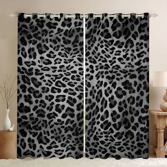 Feelyou Leopard Cheetah Print Blackout Curtains Set of 2 (52x84 Each), Jungle Wildlife Window Curtains, Modern Fashion Style Curtains and Drapes, Window Curtains Decor